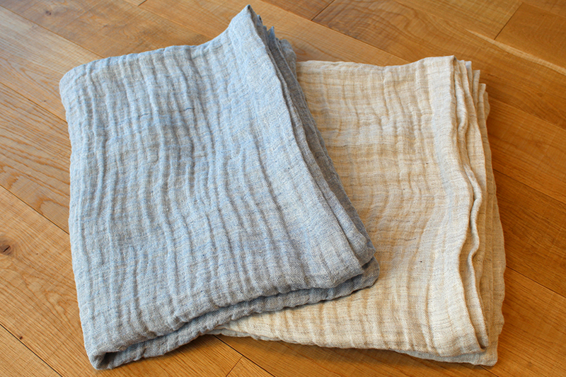 麻100パのしなやかな楊柳織のヒット生地グレ－です-